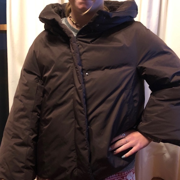 Uniqlo Brown Cropped Puffer Large 